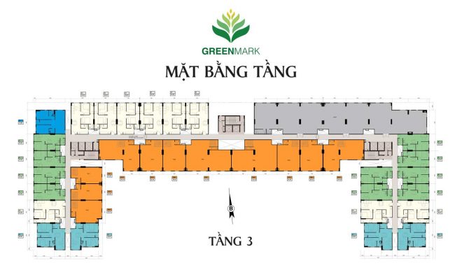 Mặt bằng tầng căn hộ Green Mark Quận 12 - Tầng 3 Mặt bằng tầng căn hộ Green Mark Quận 12 - Tầng 3